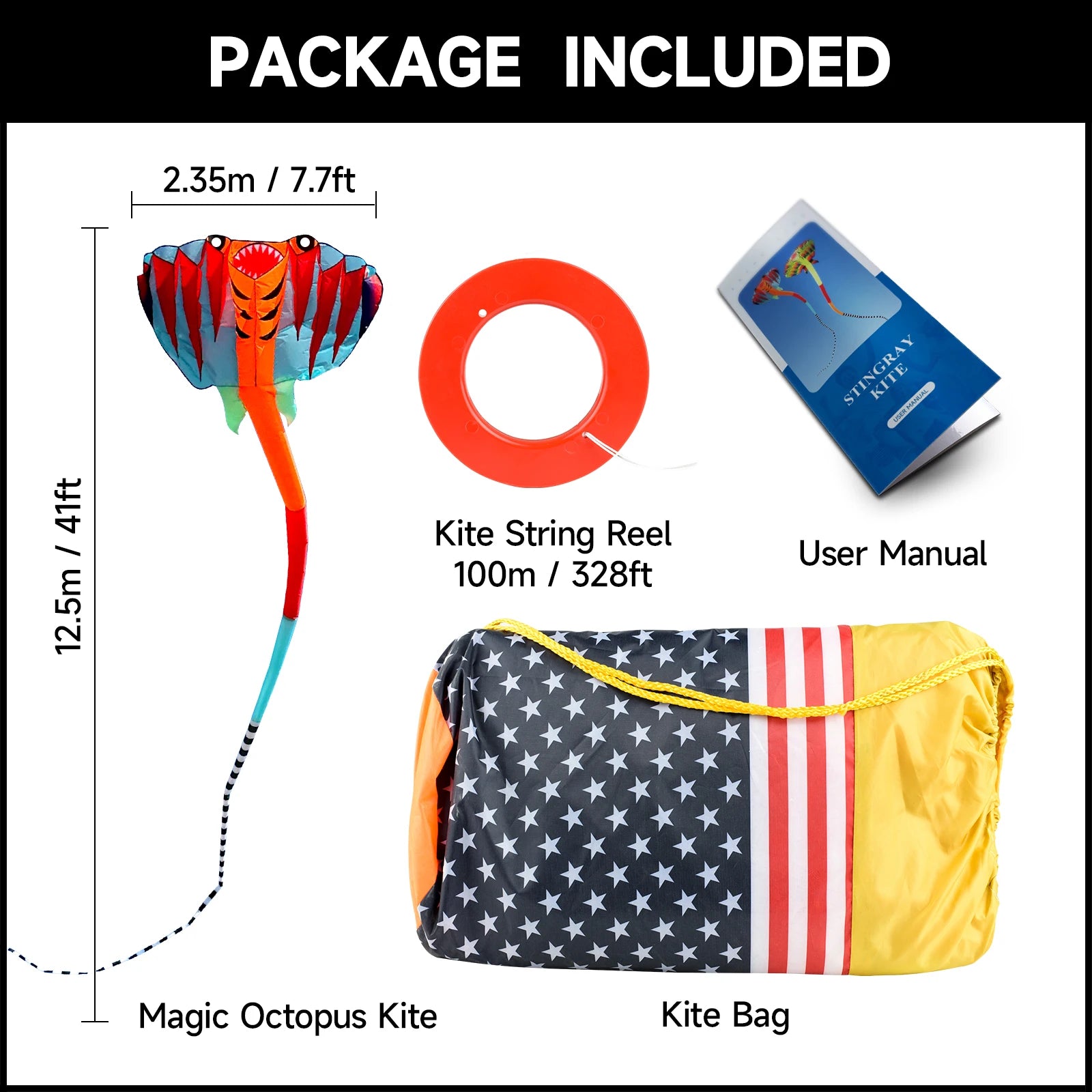 12.5M 3D 2-color Ray Soft Kite Outdoor Beach Professional Kites Umbrella Cloth Waterproof and Tear Resistant Inflatable Kite
