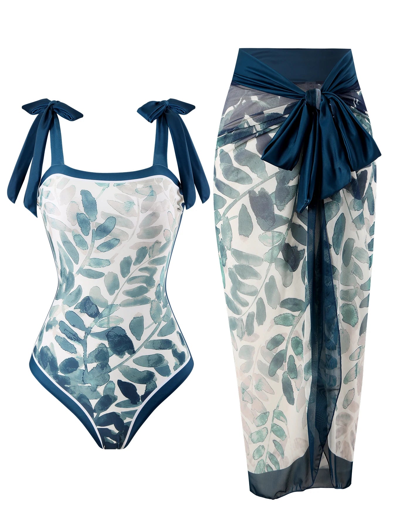 Summer New Custom-Made Digital Printed One-Piece Bikini Swimsuit for Women Conservative Sun Protection One-Piece Gauze Skirt 2-Piece