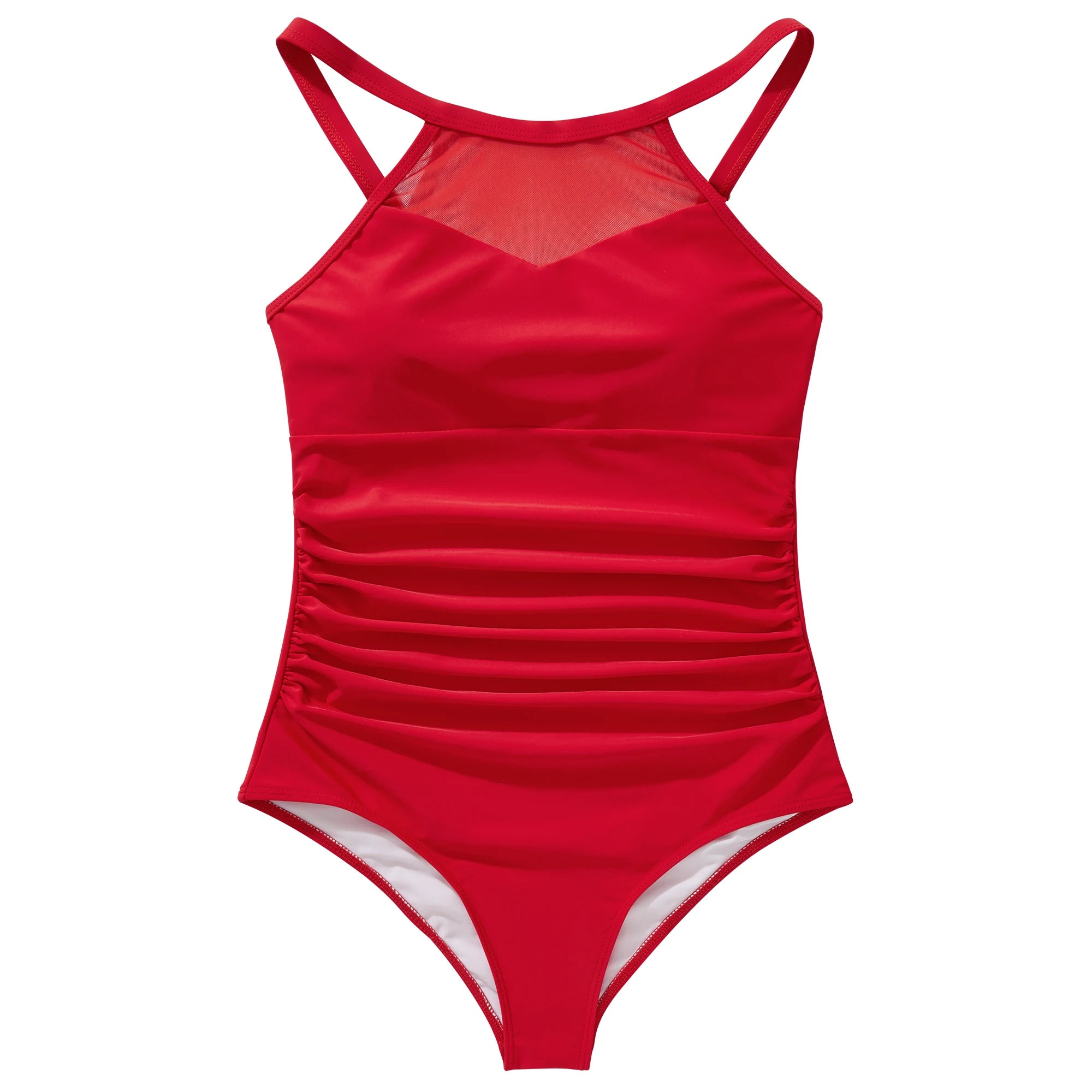 XL Size One Piece Swimsuit Women Mesh Hollow Out Swimwear For Women Solid Padded Push Up Plus Size Summer Bathing Suits Female