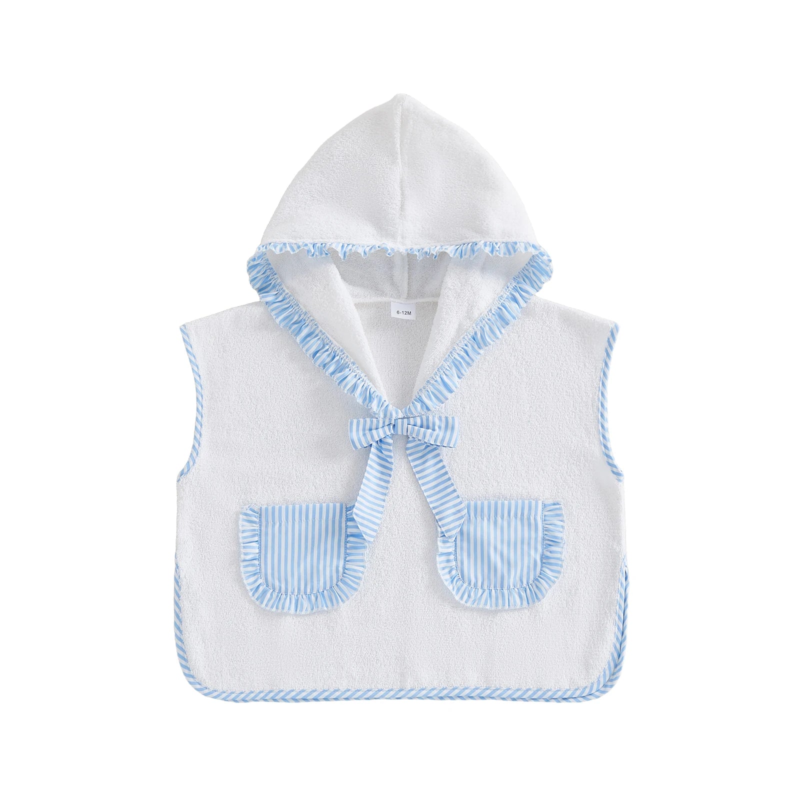 0-4Y Toddler Girl Swimwear Cover Ups for Beach Pool Striped Ruffled Trim Hooded Shawl Robe 2026 Spring Summer Kids Beachwear