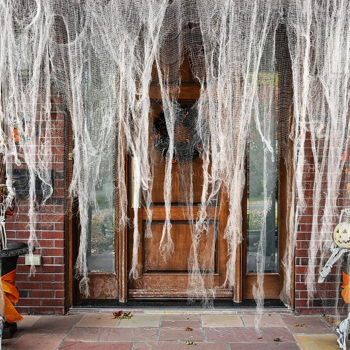 2/4m Horror Halloween Decoration Black Gauze Artificial Spider Web For Haunted House Halloween Party Home Decor Scary Scene Prop