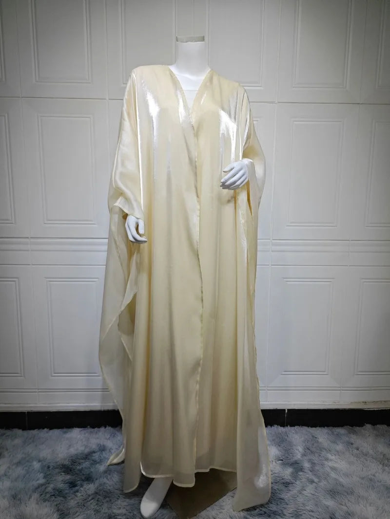 Elegant Arabic Satin Abaya Dress with Hijab Eid Muslim Women Modest Cardigan Islamic Vacation Outfit New in Turkey Kaftan Robe