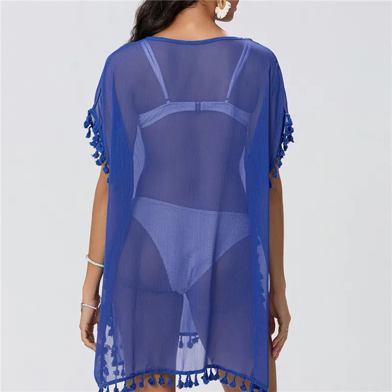 Women Beach Cover Up Lace Hollow Crochet Swimsuit Beach Dress Women 2025 Summer Cover-Ups Bathing Suit Ladies Beach Wear Tunic