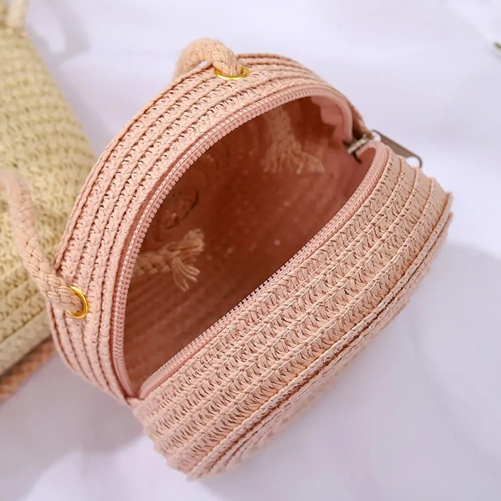 Coin Purse Straw Straw Bag Shell Shape Handmade Summer Beach Bag Handbag Kid Children