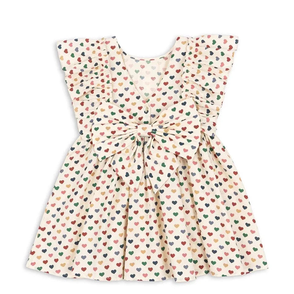 Children Clothes Set 2025 KS Summer Girls Floral Tops Shorts Set Girl Heart Print Slip Dress Kids Short Sleeved Vacation Suit