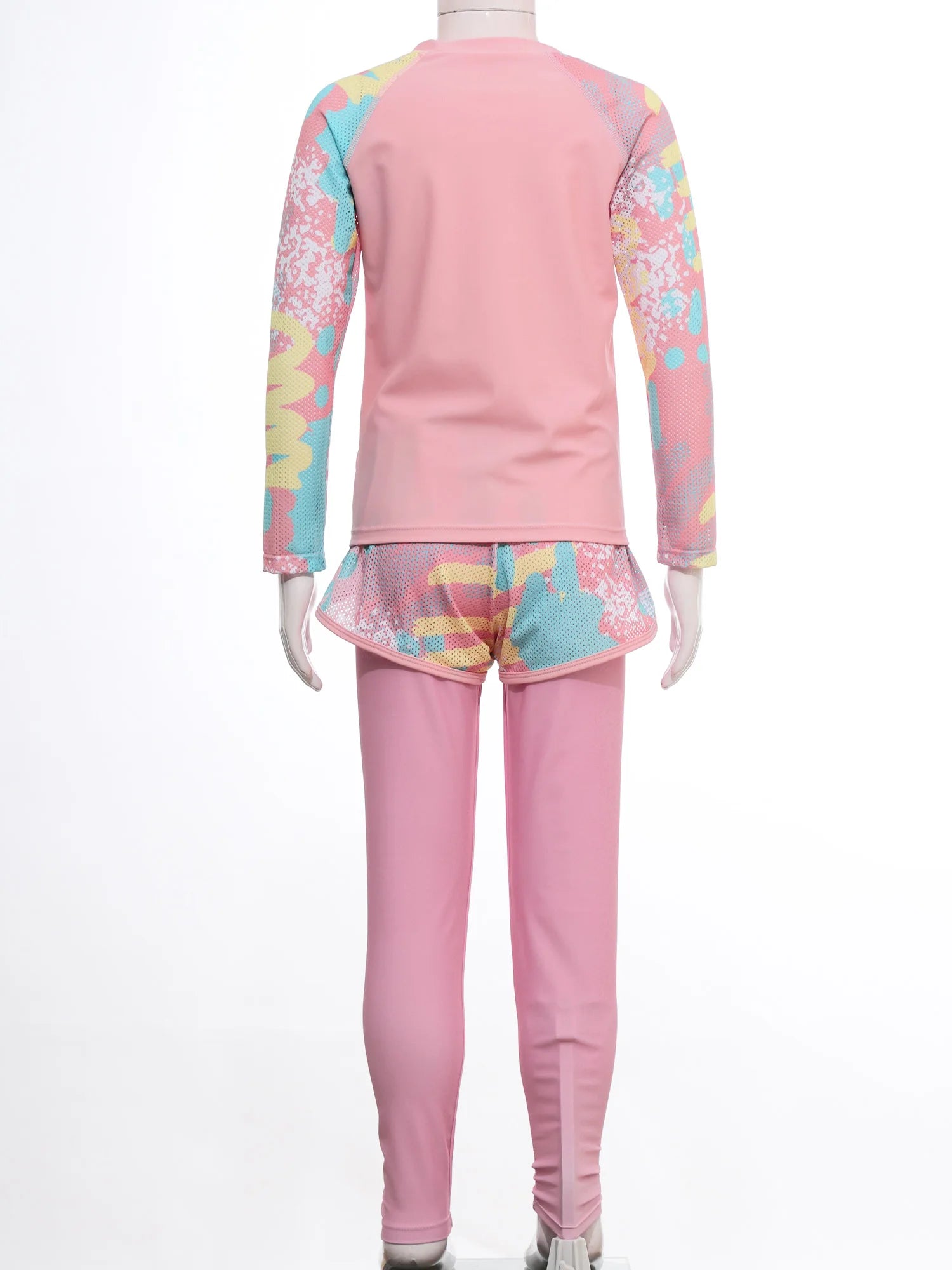 Kids Girls Swimsuit Rash Guard 3Pcs Sunsuit Outfit Long Sleeve Floral Tops Shorts Legging Child Sun Protection Pool Swimwear Set