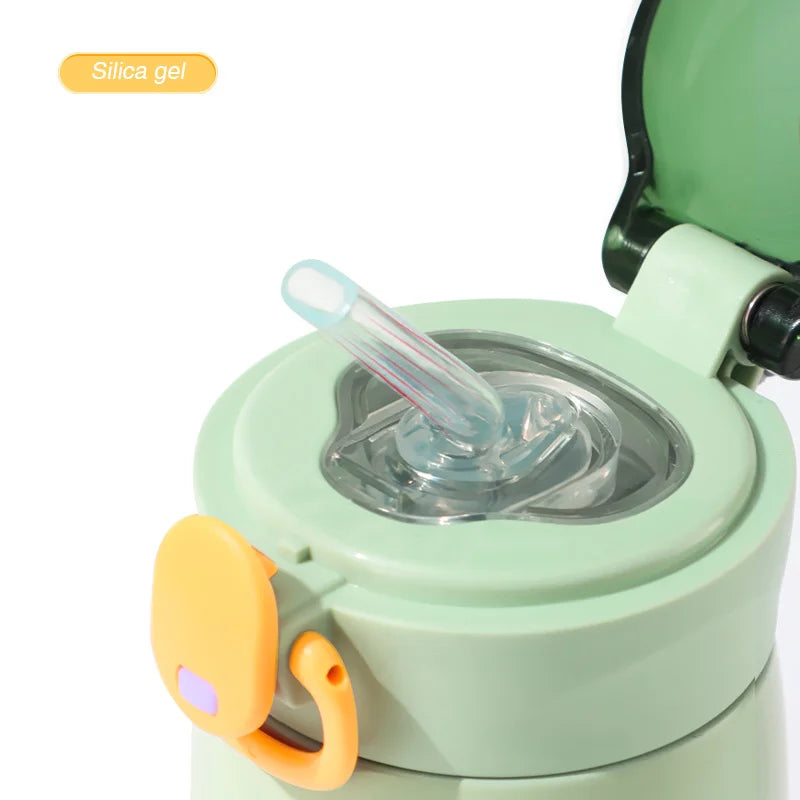 320/460ML Kids Stainless Steel Thermal Bottle Portable Kids Straw Mug Cold and Hot Thermal Thermos Student Water Bottle