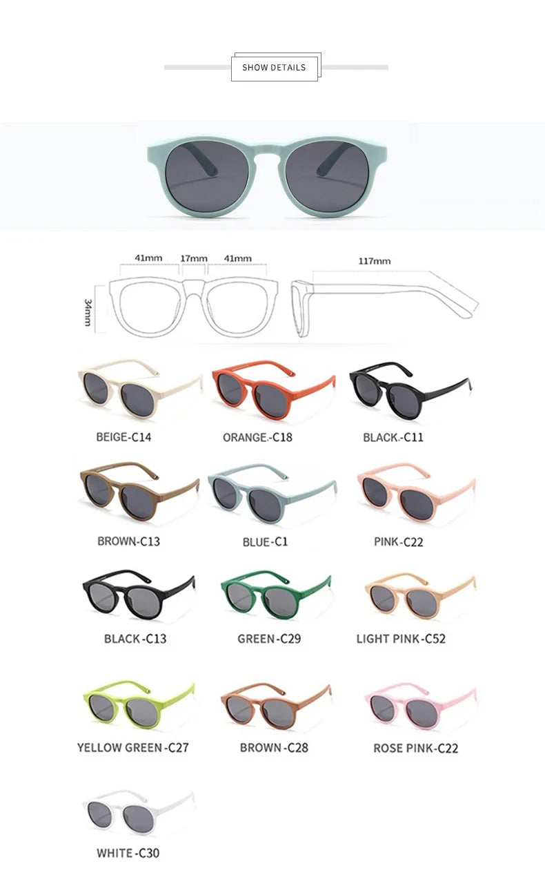Fashion Baby's First Sunglasses with Strap Round Flexible UV400 Polarized Infant Sunglasses for Ages 0-3 Years