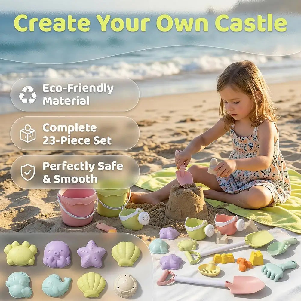 Wheat Straw Kids Beach Toy Set Summer Outdoor Sand Play Kit Eco-Friendly Portable Sand Bucket and Shovel Set Holiday Gifts