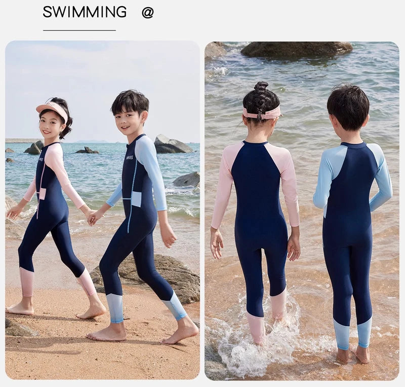 Full Body Boys Swimwear Sun Protection Kids Swimsuit One Piece Children Long Sleeve Bathing Suit Summer Swimming Pool Clothes