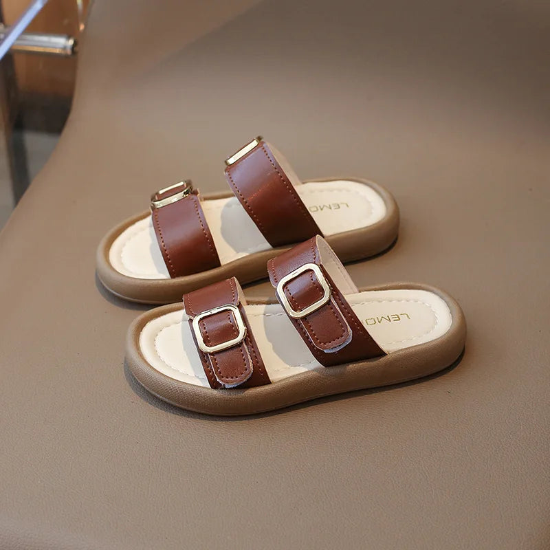 New Summer Slippers Boy Fashion Thick Bottom Flip Flops for Children Cut-outs Girls Beach Shoes