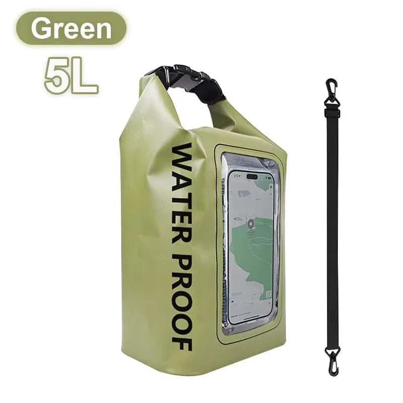 2L/5L Waterproof Dry Bag Touch Screen Swimming Waterproof PVC Bag Rafting Floating Outdoor Sport Bag Surfboard Kayak Storage Bag