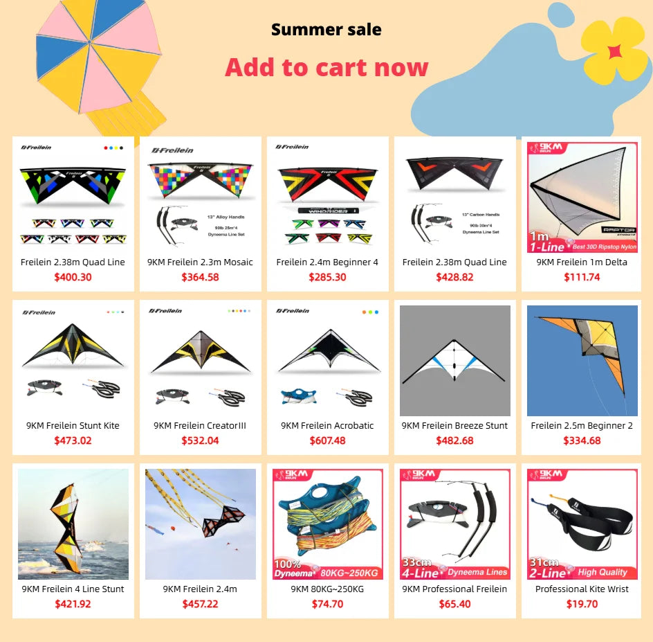 9KM Freilein Acrobatic Kite 2.34m 2 Line Professional Stunt Kite Blackjazz Ⅲ Beach Wrist Strap + 2x30mx150lb Spectra Lines +Bag