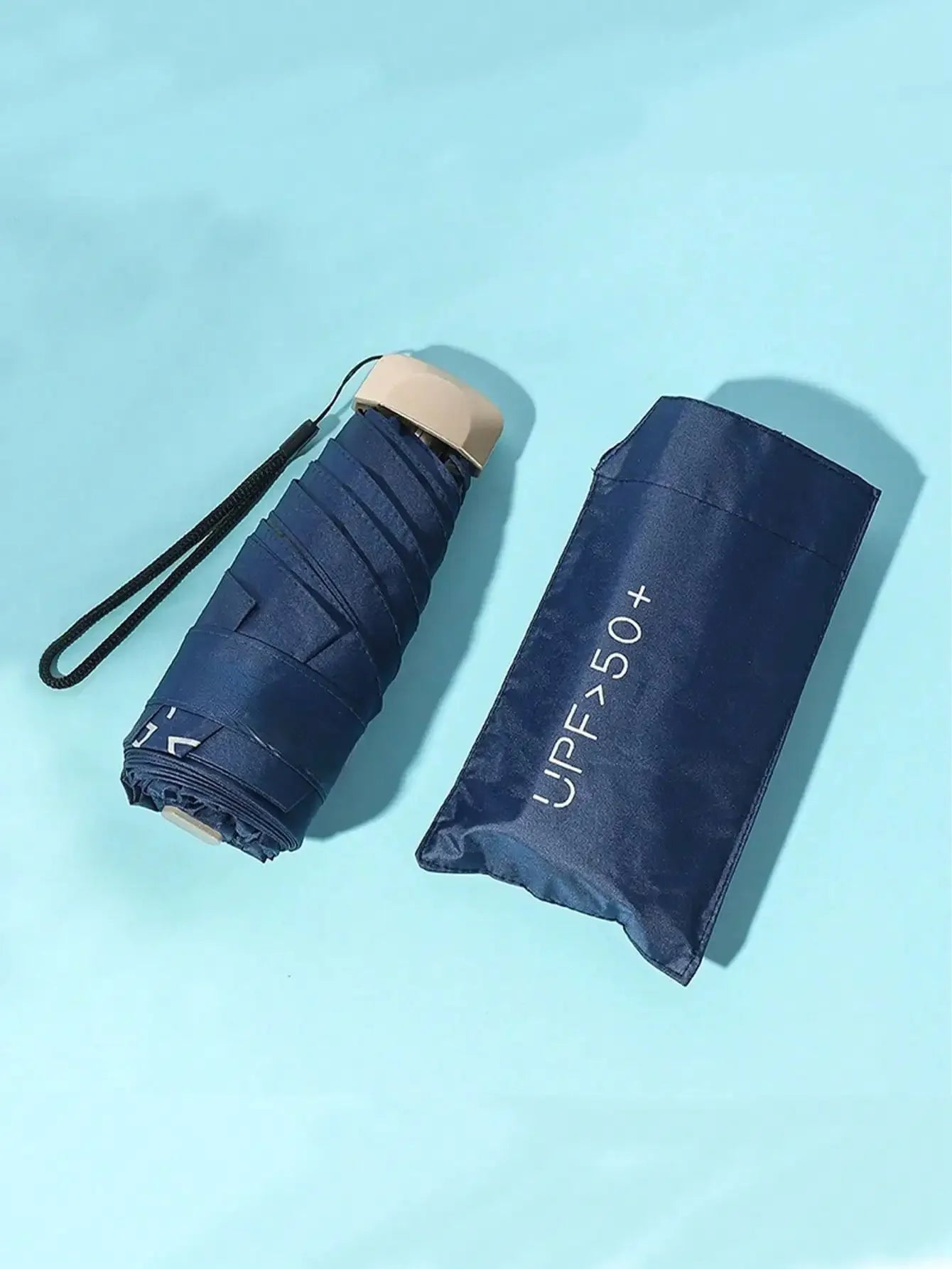 7.5 Inch/19cm Mini Folding Umbrella, Portable Outdoor Sun Umbrella, UV Protection Sunshade Umbrella With Carrying Bag, Sunscreen, 6 Ribs + Thickened Black Waterproof Coating, Ideal For Outdoor, Travel, Summer Sunscreen, Windp