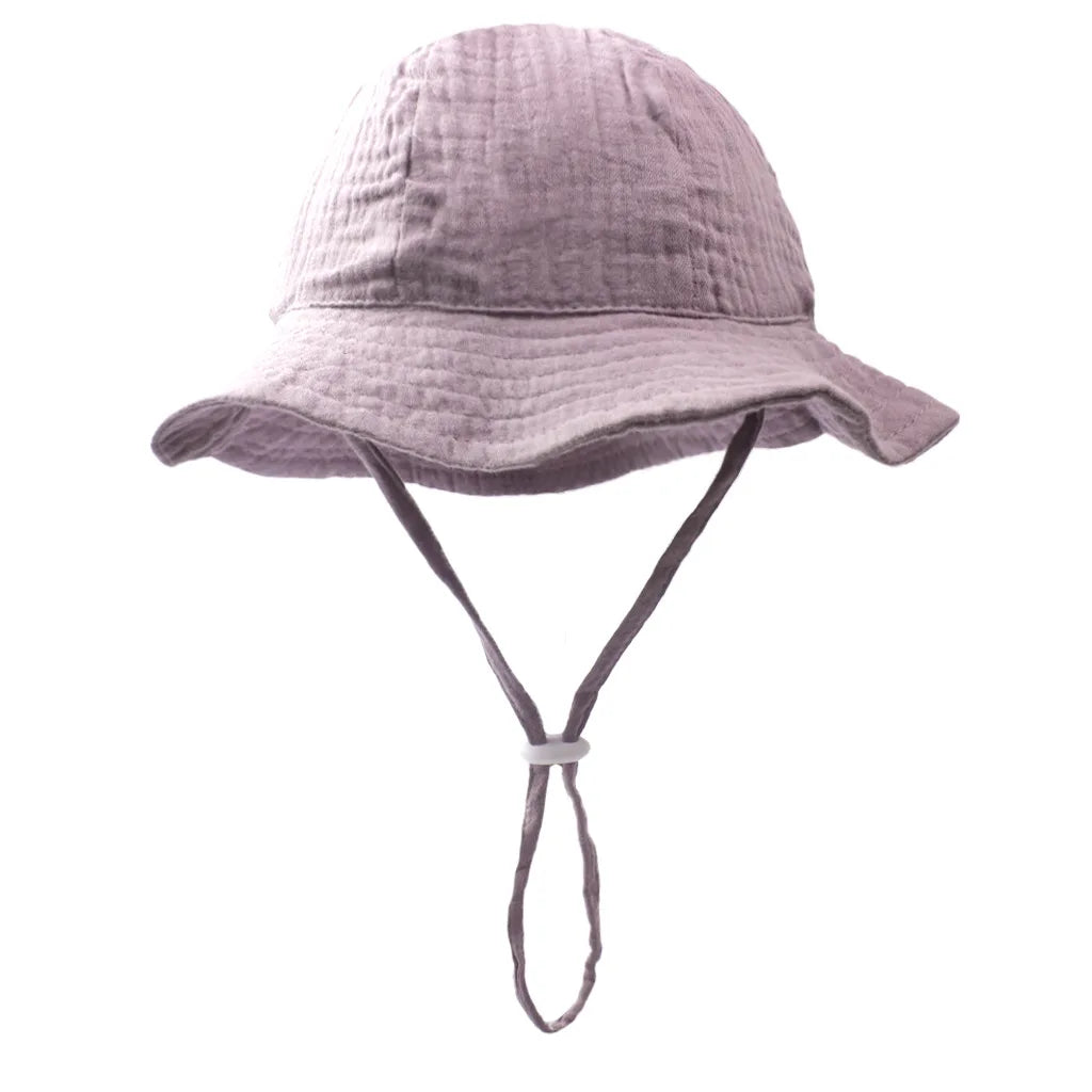 INS Baby Pure Cotton Basin Hat Sun-Protective Breathable Baby Fisherman Hat Solid Color Children's Sun Hat