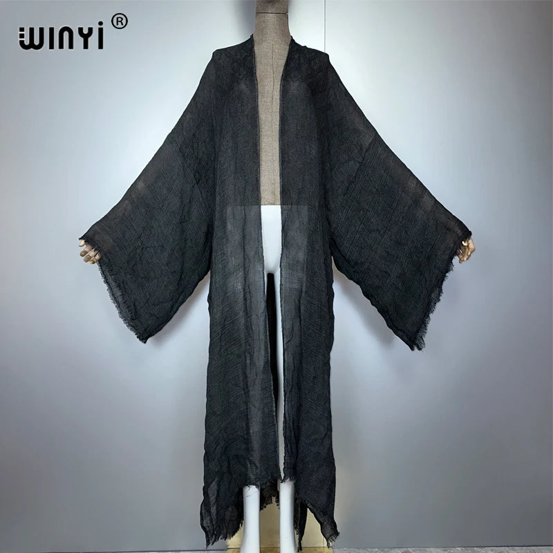 WINYI  high quality comfortable Women Soft Cardigan Loose Dress Party Boho Maxi beach Holiday Swimming Cover ups Africa Kimono