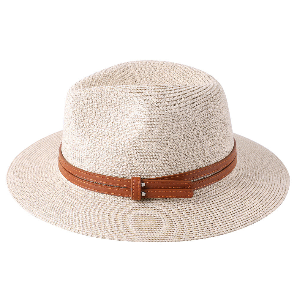 Large Size 56-58 59-60cm New Natural Panama Straw Hat Summer Men Women Wide Brim Beach UV Protection Fedora Sun Hat Wholesale