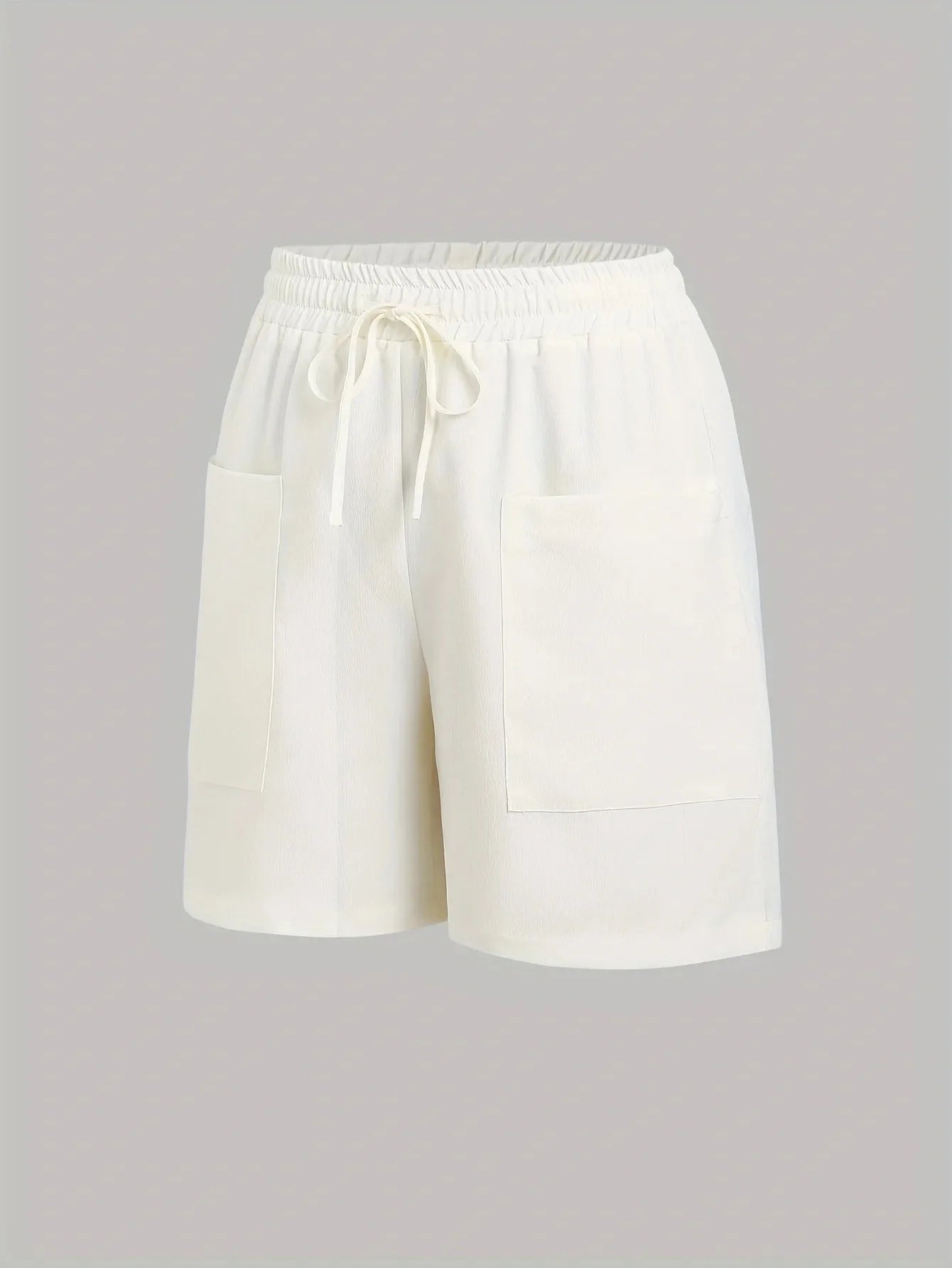 Women's 2-Piece Set Solid Color Casual Drawstring Shorts with Pocket Beach Pants Comfortable Lightweight Summer Outfit