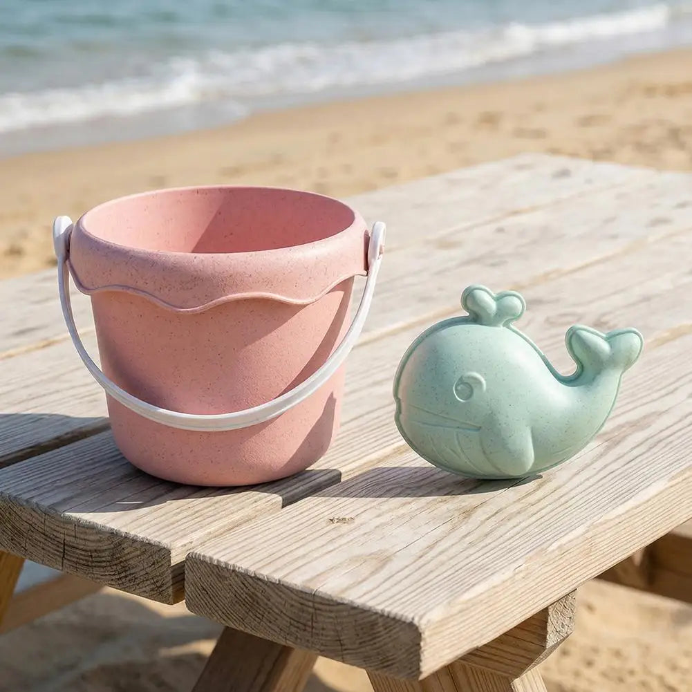 Wheat Straw Kids Beach Toy Set Summer Outdoor Sand Play Kit Eco-Friendly Portable Sand Bucket and Shovel Set Holiday Gifts
