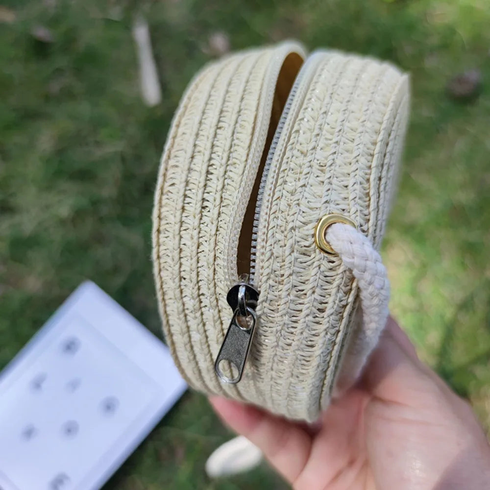 Flower Straw Baby Bags Handmade Summer Beach Women Girls Shoulder Bag Messenger Bag Kids Keys Coin Purse Princess Mini Handbag