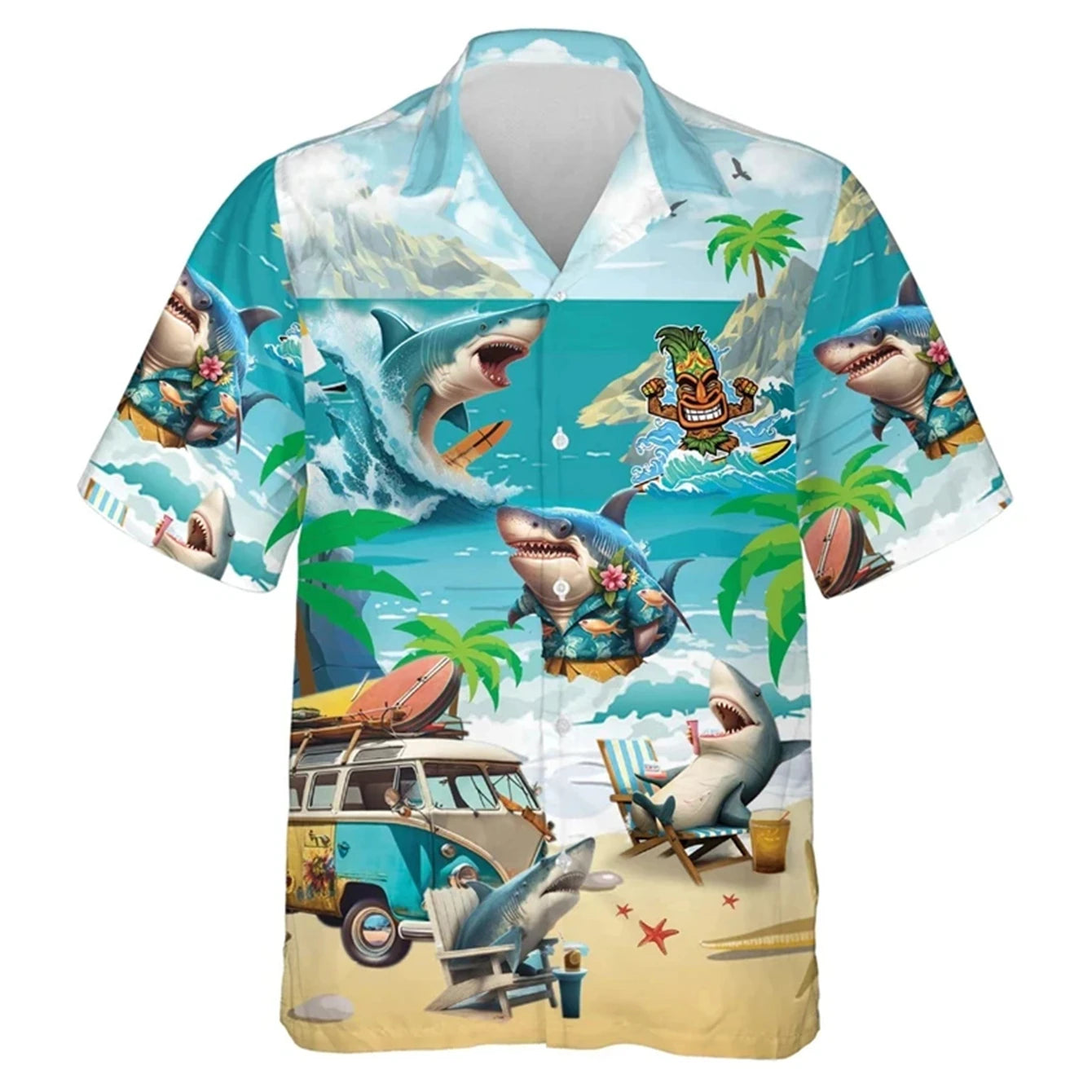 Boy's Comfortable Breathable Hawaiian Fishing Print Shirt Boys Short Sleeve Shirt Summer Loose Beach Oversize Tee Shirt for Boy