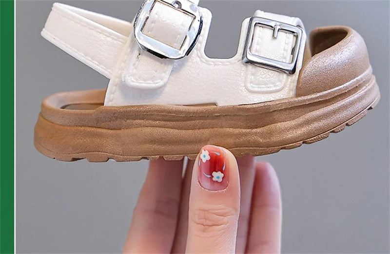 Fashion Solid Korean Kid Sandals Summer New Versatile Anti Slip Soft Bottom Girl Boy Beach Sandal Kindergarten Anti Kick Sandals