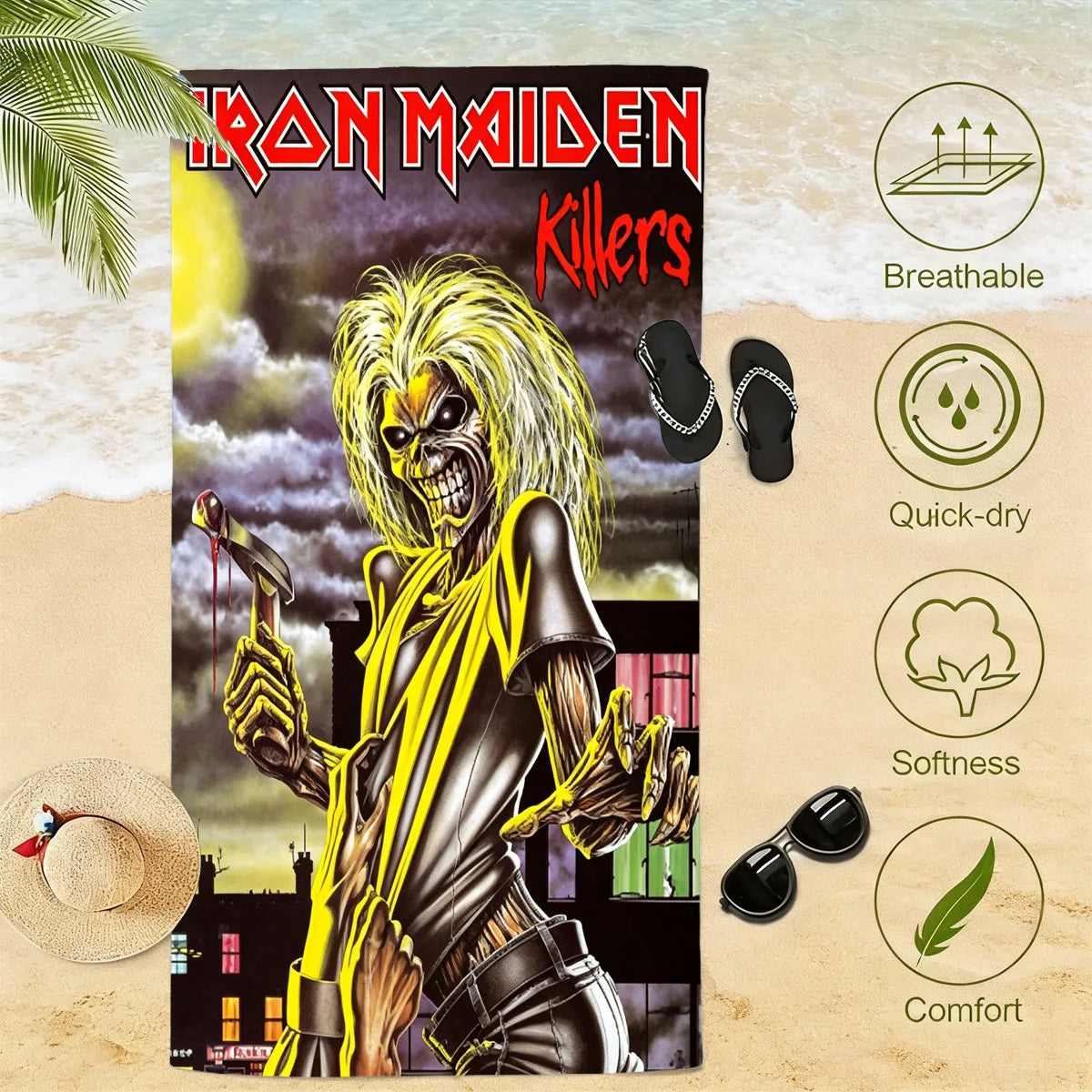 Iron Maiden Killers Album Microfiber Beach Towel Quick Dry Super Absorbent Sand Free Soft Oversized Bath Towels Gym Sports Towel