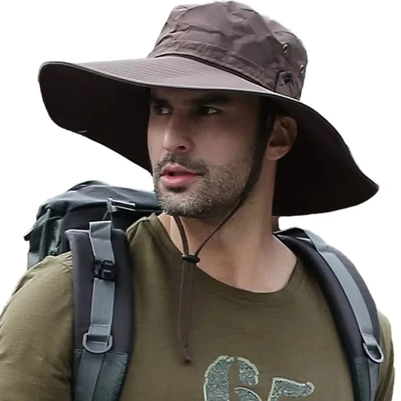 Summer Mountaineering Fishing Hat Men's UV Resistant Fisherman Hat Large Eave Outdoor Work Sun Protection Hat Sun Visor Hat