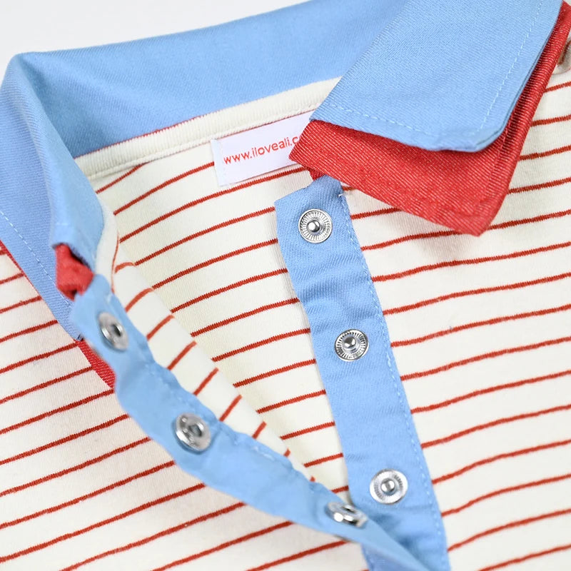 Kids Family Sibling Matching Pinstripe Clothes Set Girls Teenage Dresses Boys Shirt Baby Rompers Garment Washed Children Clothes
