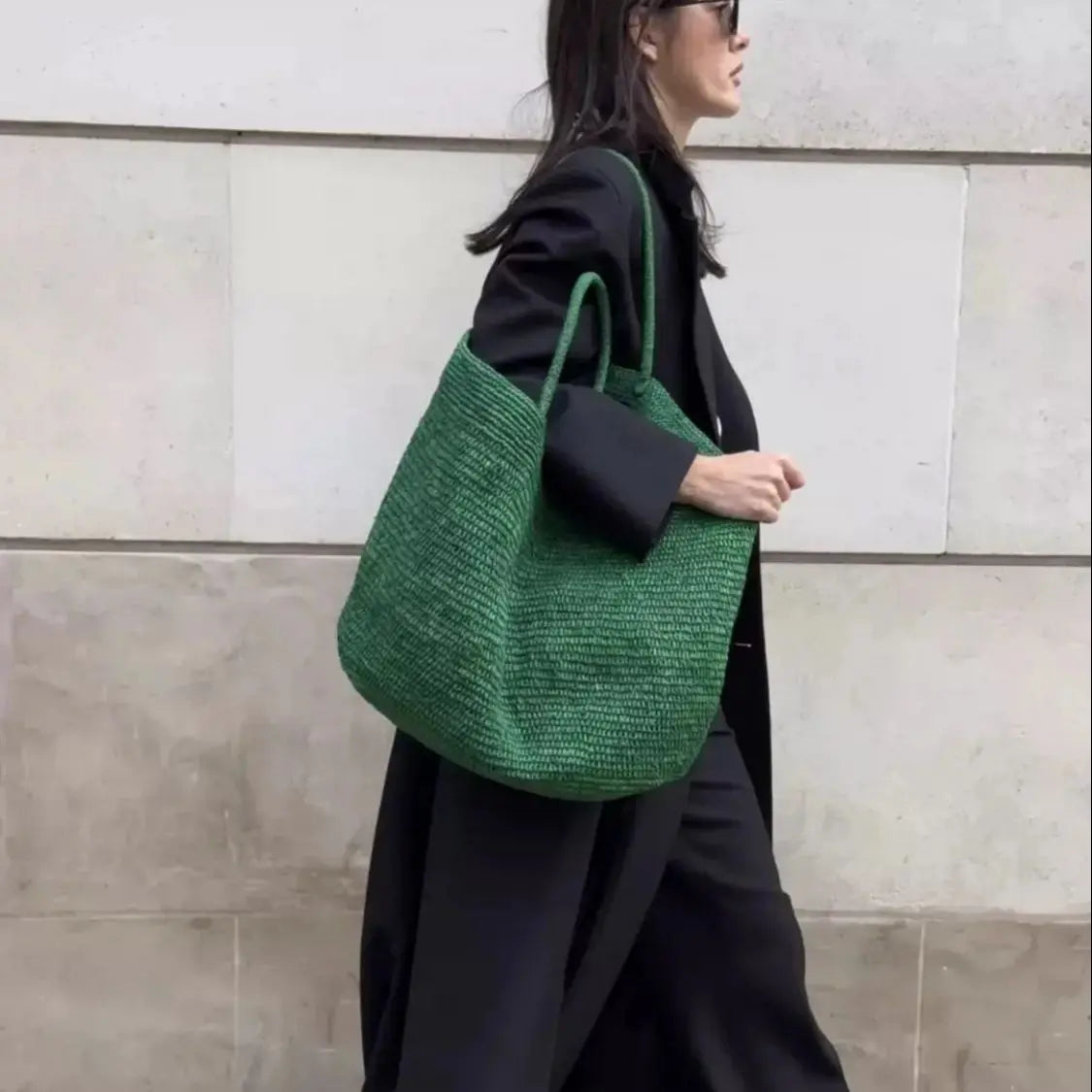 Large Handwoven Rattan Tote Bag for Women Natural Straw Beach Bag Purse Luxury Shoulder Bags Handbag Summer