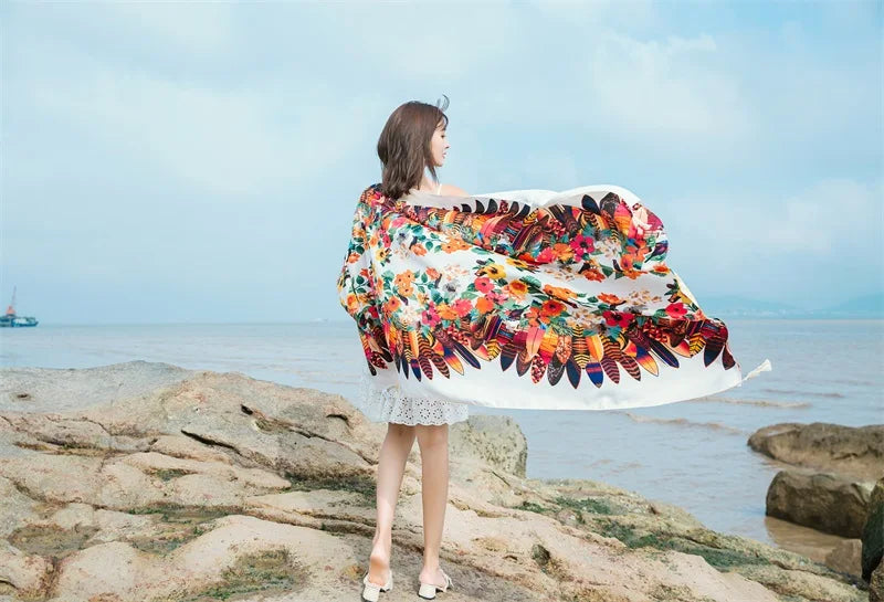 20 Styles 90x180cm Cotton Linen Summer Beach Dress Bikini Cover-ups Sarong Wrap Scarf Women Brazilian Swimsuit Bathing Cover Up