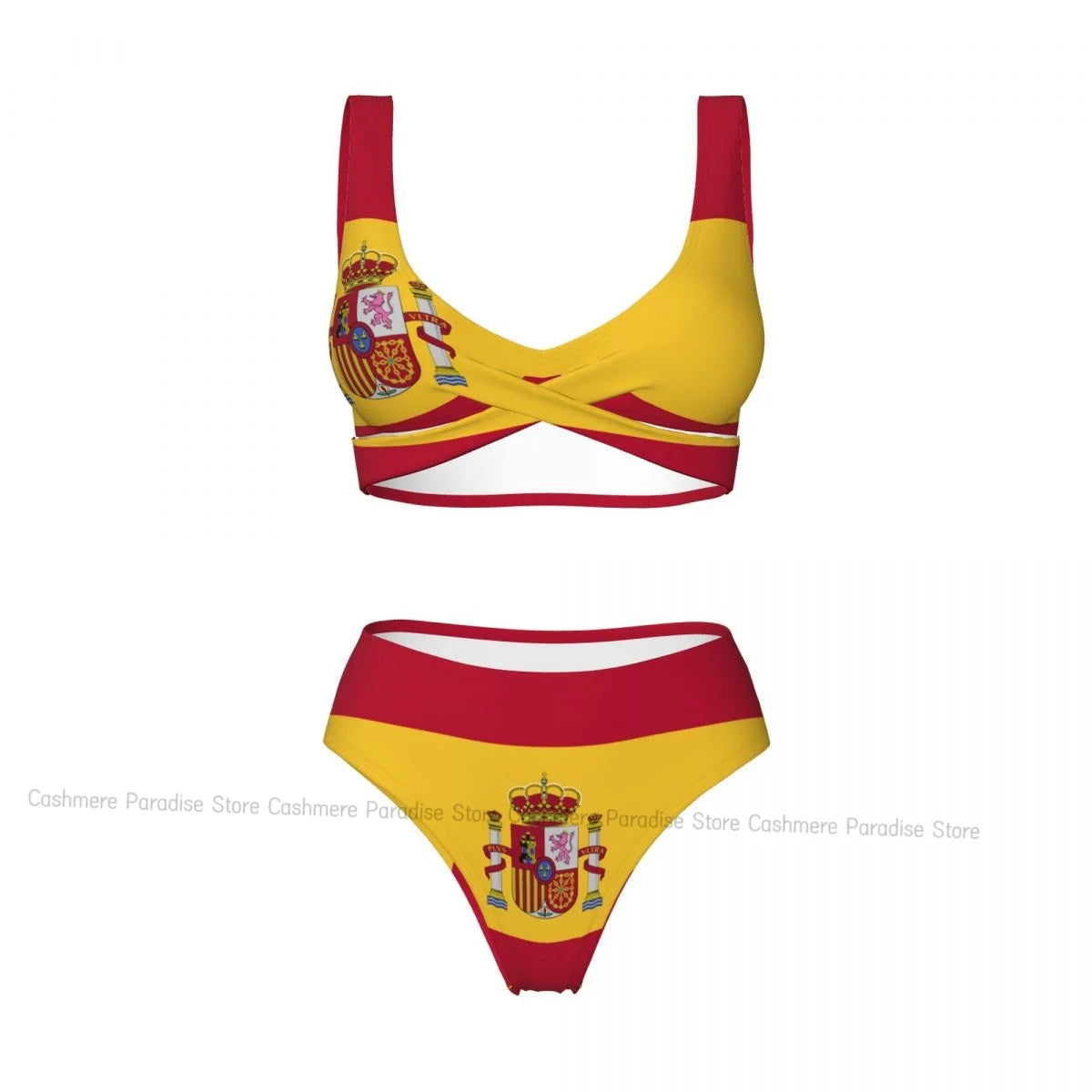 The Push-Up Bikini Women Sexy Separate Swimsuit Spain Flag Two-piece Beachwear