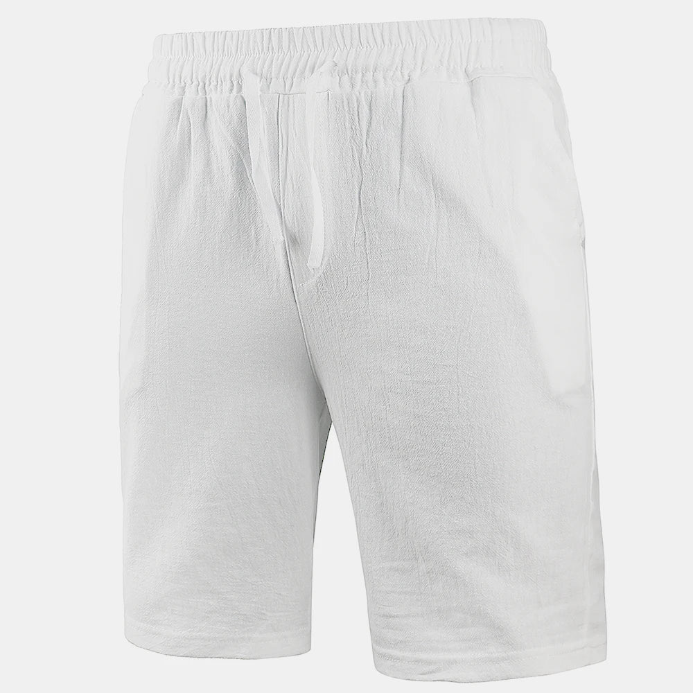 KB New Men's Cotton Linen Shorts Pants Male Summer Breathable Solid Color Linen Trousers Fitness Streetwear S-3XL