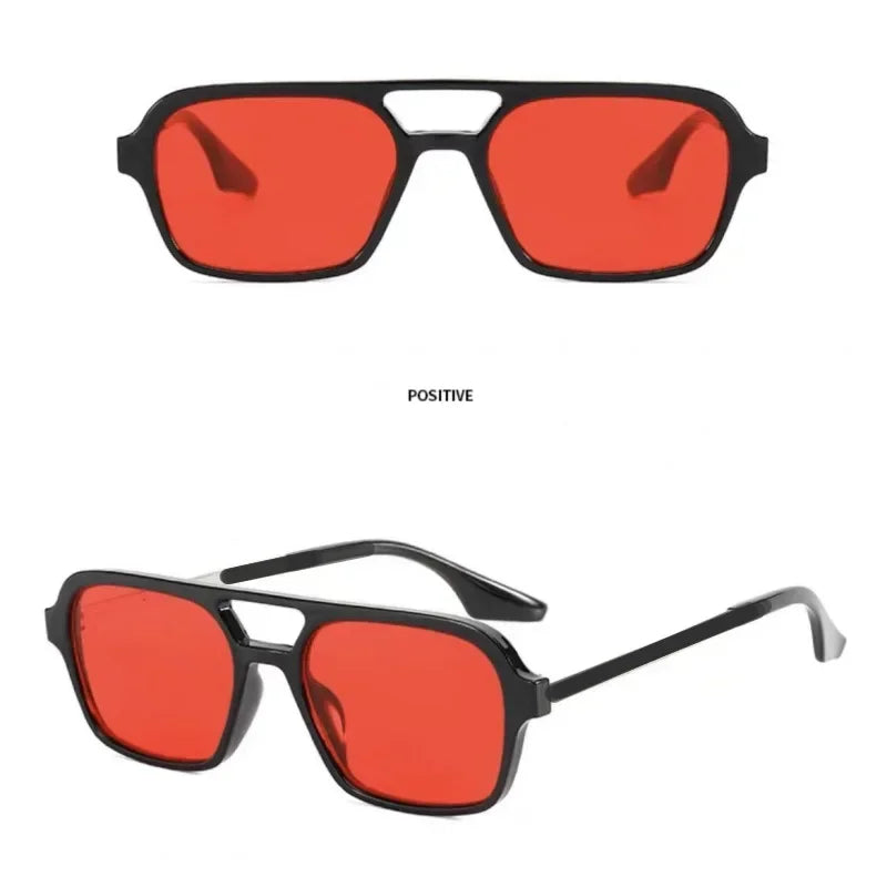 Square Big Frame Sunglasses for Men and Women Lightweight Frame Black Yellow Sun Glasses with UV Protection