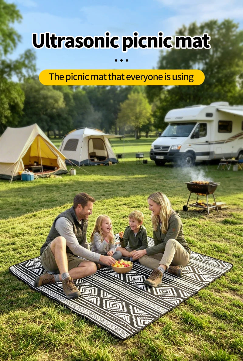 Waterproof Picnic Blanket 200x300CM Large Beach Blanket Outdoor Picnic Mat Beach Mat with Carrying Handle for Camping Beach