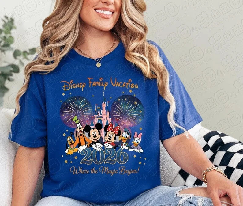 2026 Family Summer Men's Women's T-shirts Cartoon Print Oversize Fashion Cotton Parent Child Top Casual Couple Daily Street