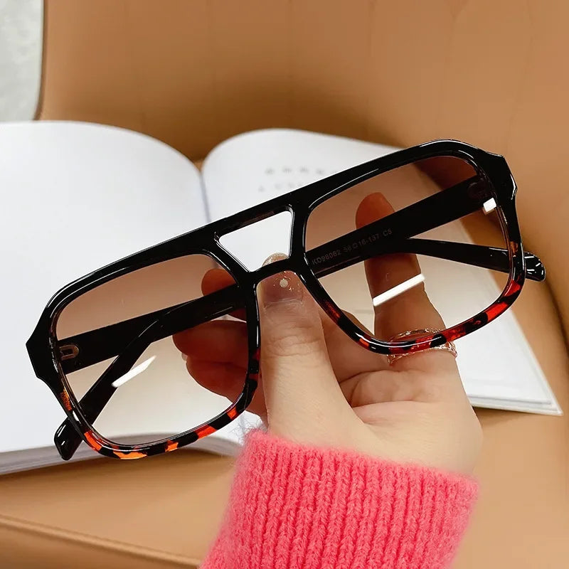 Square Big Frame Sunglasses for Men and Women Lightweight Frame Black Yellow Sun Glasses with UV Protection