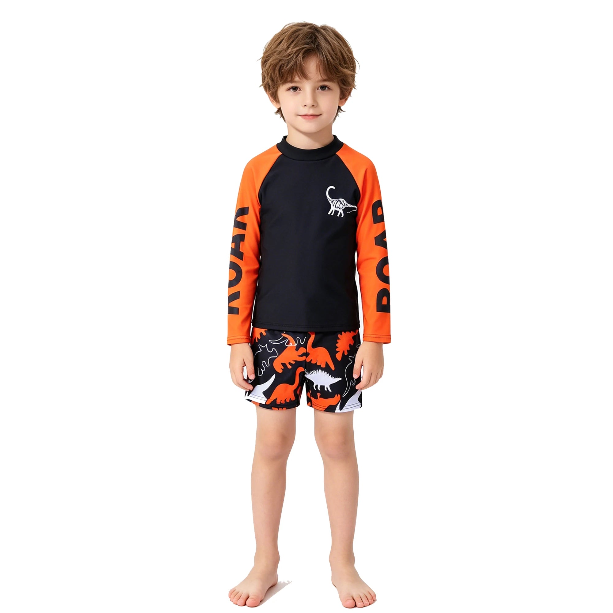 Boys Swimsuits Two Pieces Toddler 3 4 5 6 7 8 9 10 11 Years Long Sleeve Kids Swimwear Set Tops+Shorts Swim Outfits Bathing Suit
