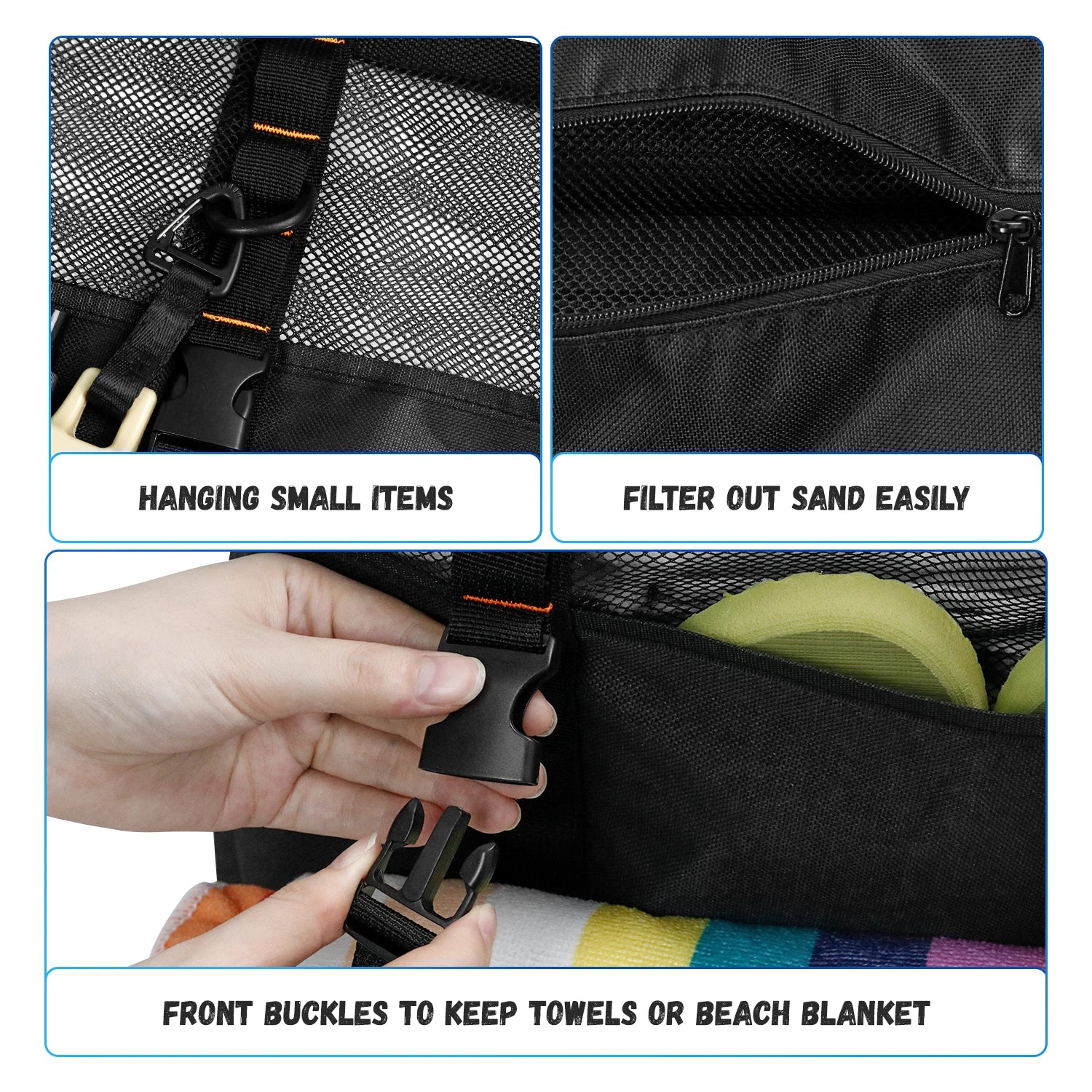 Extra Large Mesh Beach Bag with Zipper Bottom, Oversized Beach Tote Bag for Beach or Pool Trip
