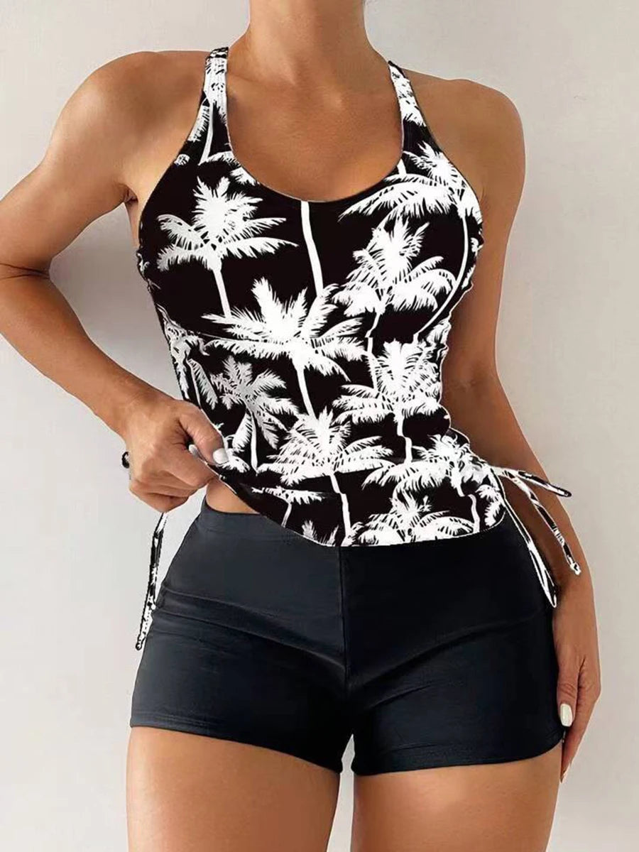 Tankini Two Piece Swimsuit Women Printed Swimwear Female Bathers Bathing Swimming Swim Suit Beach Wear XXL
