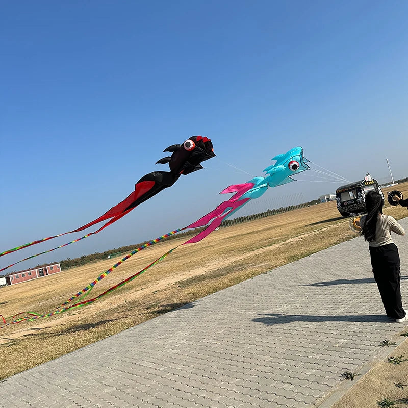 3D 10M 3-Color Goldfish Soft Kite Large Soft Animal Professional Kites Outdoor Inflatable Beach Kite Easy To Fly and Tear Proof