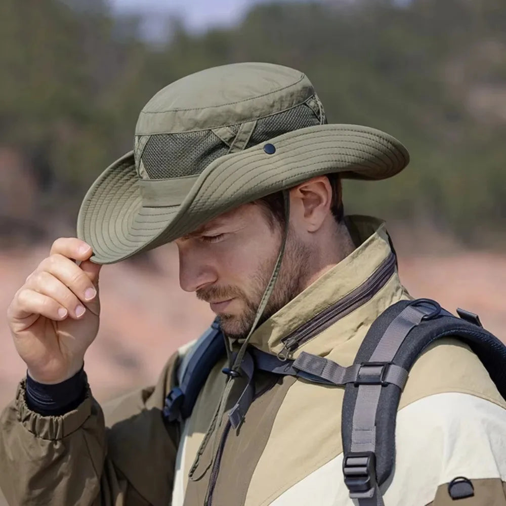 Men's 100% Nylon Fisherman Hat Spring/Summer Big Eaves Breathable Sunshade Sunscreen Fishing Cap