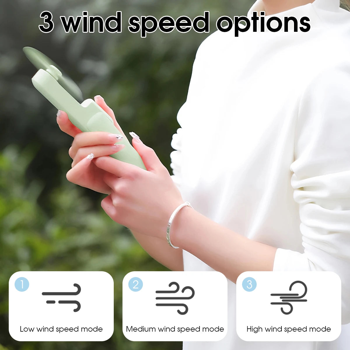 Portable Handheld Fan Cute Mini Fan 500mAh Battery 3 speed Adjustable Low-Noise Electric Fan Gift Outdoor Folding Fan