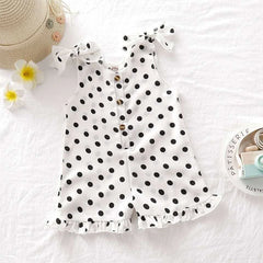 Kids Overalls New Polka Dot Baby Girls Clothes Baby Rompers Kids Jumpsuit Summer Sleeveless Button 1-5Y Girls Outfits