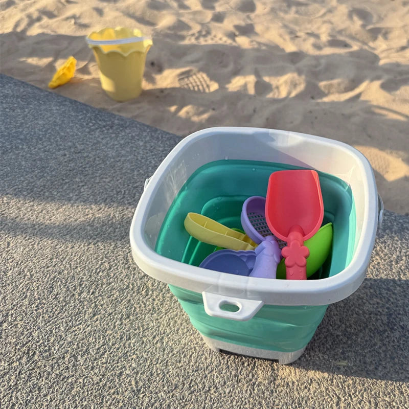 5/11PCS Beach Sand Play Water Set Folding Bucket Summer Toys for Children Kids Outdoor Game Sandbox Accessories Color Random