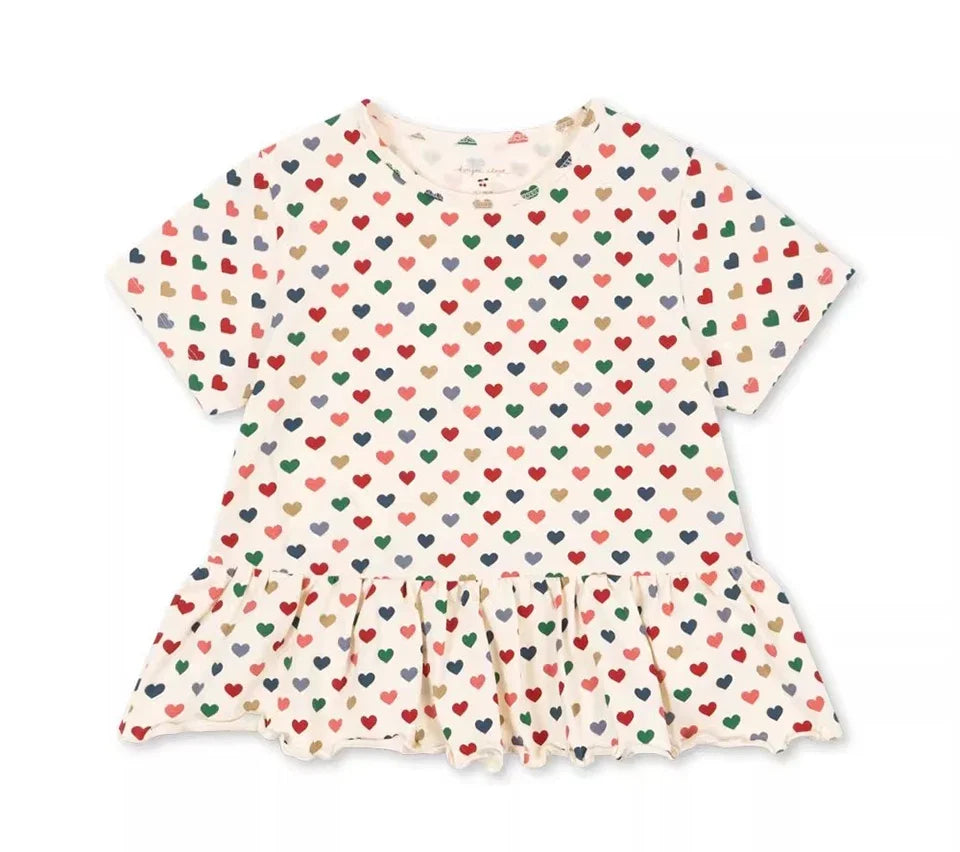 Children Clothes Set 2025 KS Summer Girls Floral Tops Shorts Set Girl Heart Print Slip Dress Kids Short Sleeved Vacation Suit