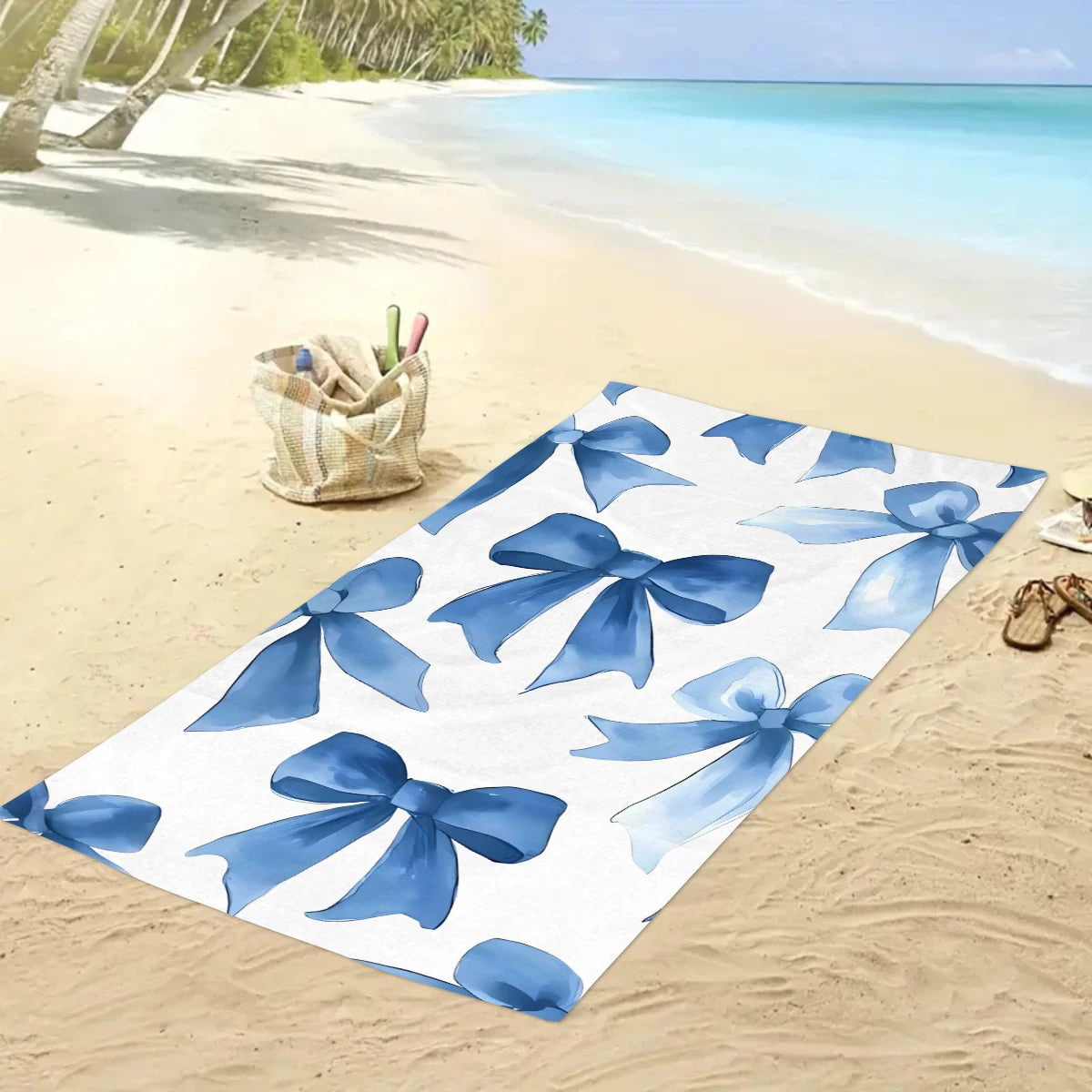 1pc Bohemian Large Beach Towel, Striped Flower Love Printed Bath Towel, Outdoor Swimming, Vacation, Camping Beach Towel