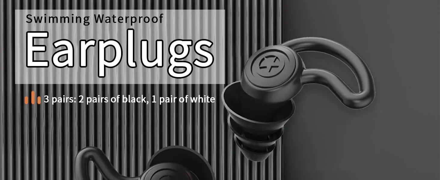 3 Pairs Reusable Waterproof Silicone Ear Plugs, Ear Water Blocking Noise Reduction Earplugs for Swimming Diving Surfing Pool Beach Shower Travel, With Storage Box, 2 Black & 1 White
