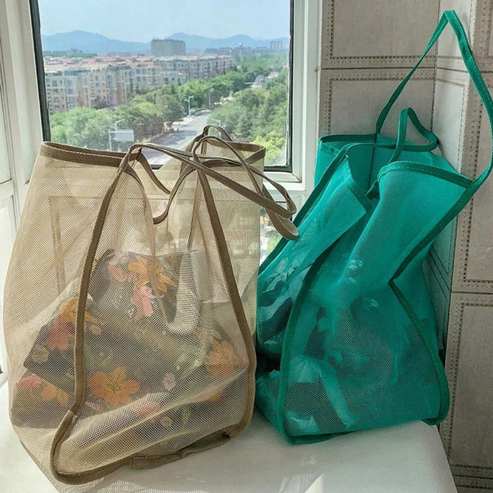 Mesh Beach Bag Lightweight, Breathable & Quick-Dry Travel Tote for Beach Trips Outdoor Activities, and Storage of Towels Toys