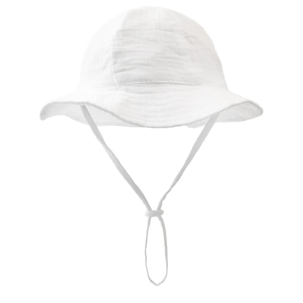 INS Baby Pure Cotton Basin Hat Sun-Protective Breathable Baby Fisherman Hat Solid Color Children's Sun Hat